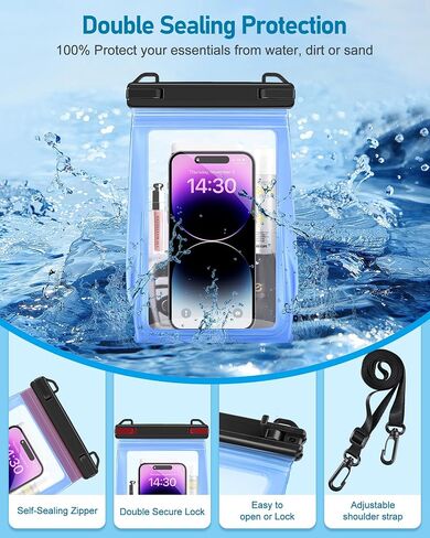 Large Capacity Waterproof Phone Pouch, Floating Dry Bag for iPhone 17 16 13 12 11 Pro Max Galaxy S22 S21 Waterproof Bag Sunscreen Glasses Storage Dry Pouch for Swimming Rafting Boating in Kuwait