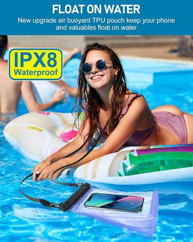 Large Capacity Waterproof Phone Pouch, Floating Dry Bag for iPhone 17 16 13 12 11 Pro Max Galaxy S22 S21 Waterproof Bag Sunscreen Glasses Storage Dry Pouch for Swimming Rafting Boating in Kuwait