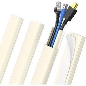 Cord Hider, 62.8in Cord Cover, Cable Hider Cable Raceway Cable Management, Wall Cord Concealer, Wire Hiders for TV on Wall, Wire Covers for Cords, Cable Cover Hide Cords for TV, 4X L15.7 W2.36 H0.75in