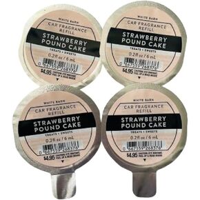 Bath and Body Works 4 Pack Strawberry Poundcake Scentportable Car Fragrance Refill Oz.