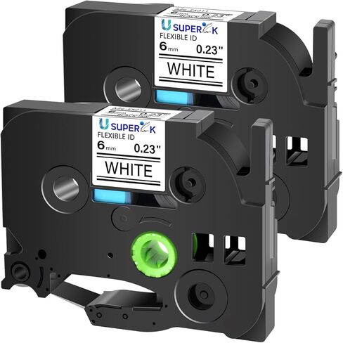 USUPERINK 2PK متوافق مع شريط صانع الملصقات Brother P-Touch TZe-FX221 TZ-FX221 TZe-221 TZ-221 أسود على أبيض 9 مم 3/8 بوصة 0.35 بوصة شريط ملصقات TZe TZ مرن لـ PT-D200 PT-D200G PT- D210 PT-1090 in Kuwait