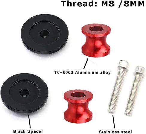 قطعتان من بكرات ذراع متأرجحة للدراجات النارية M8 X1.5، تناسب Kawasaki Z900 Z800 B.M.W S1000/R/RR سوزوكي SV650 V-strom 650 Bandit GSF 600 650 1200 1250 DL650 DL1000 (أسود) in Kuwait
