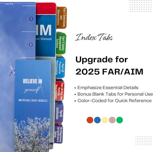 علامات تبويب FAR AIM 2024، FAA لرخصة الطيار الخاص - VFR، 100 قطعة من علامات التبويب المرمزة بالألوان إجمالاً مع 10 قطع من علامات تبويب الفهرس الفارغة و450 ملصقًا منقطة ملونة (الكتاب غير متضمن) in Kuwait