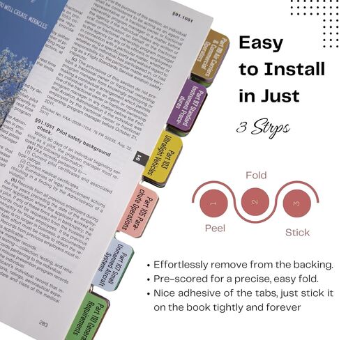 علامات تبويب FAR AIM 2024، FAA لرخصة الطيار الخاص - VFR، 100 قطعة من علامات التبويب المرمزة بالألوان إجمالاً مع 10 قطع من علامات تبويب الفهرس الفارغة و450 ملصقًا منقطة ملونة (الكتاب غير متضمن) in Kuwait