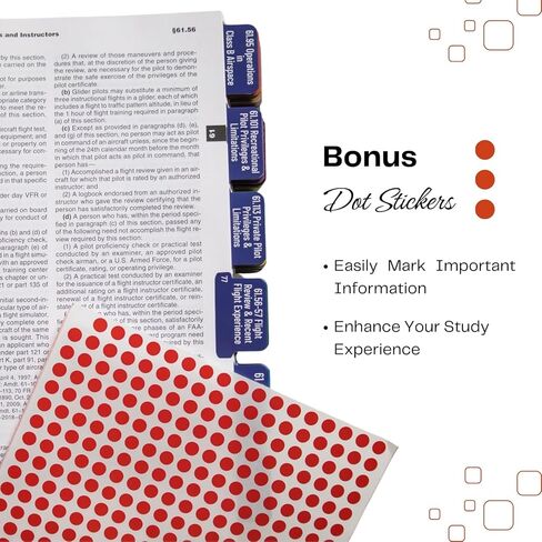 علامات تبويب FAR AIM 2024، FAA لرخصة الطيار الخاص - VFR، 100 قطعة من علامات التبويب المرمزة بالألوان إجمالاً مع 10 قطع من علامات تبويب الفهرس الفارغة و450 ملصقًا منقطة ملونة (الكتاب غير متضمن) in Kuwait