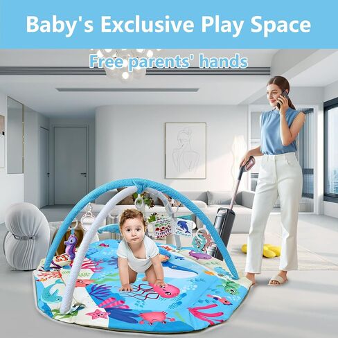 Baby Gym Play Mat, 8-in-1 Tummy Time Mat & Activity Gym, Washable Ball Pit, Infant Play Mat with Detachable Toys for Sensory Exploration and Motor Skill Development in Saudi Arabia