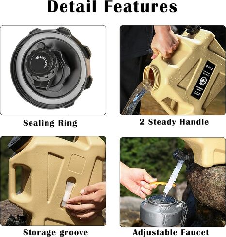 5 Gallon Water Jug, Water Storage Containers BPA Free for Camping, Large Capacity Water Tank with Spigot, Portable Emergency Water Storage for Household Water Outdoor Camping Self-Driving Tour in Saudi Arabia