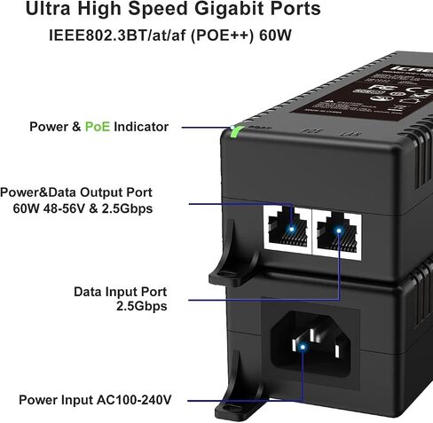 Gigabit POE Injector Adapter, IEEE 802.3af Compliant, 10/100/1000Mbps RJ45, up to 328 ft, Compatible with TL-POE150S, TPE-113GI in Kuwait