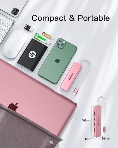 FORIDA USB C Hub 10Gbps, USB C Multiport Adapter for Laptop, 2 USB C and 2 USB A Data Ports, 100W Power Delivery, for MacBook Pro, Surface Pro, XPS, PC, Flash Drive, Mobile HDD and More. in Kuwait