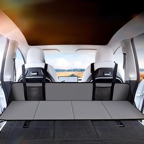Kikosawa Non-Inflatable Folding Mattress for Tesla Model Y/3 Car Travel Rear Seat Mattress Extension Plate Camping Mattress Back Seat Increase Travel Trunk Space Sleeping Head Protection in Saudi Arabia