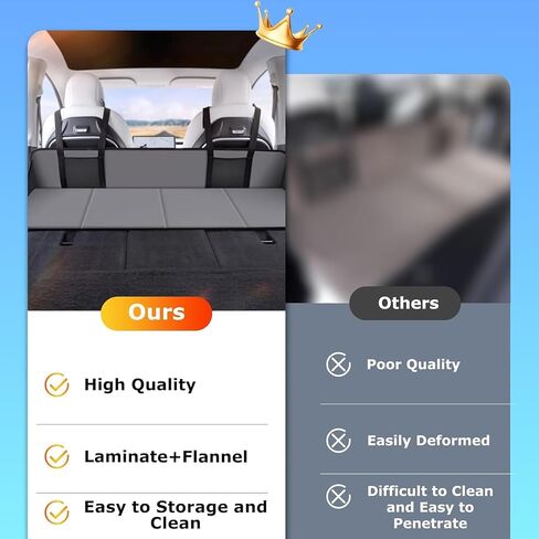 Kikosawa Non-Inflatable Folding Mattress for Tesla Model Y/3 Car Travel Rear Seat Mattress Extension Plate Camping Mattress Back Seat Increase Travel Trunk Space Sleeping Head Protection in Saudi Arabia
