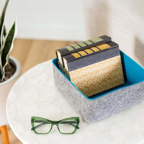 Three by Three Seattle Felt·Like·It! 9x9x4 Inch Felt Storage Bin for Office, Craft Room, Classroom, Living Room, Bedroom Storage (Green) 3 Pack in Kuwait