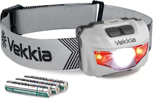 Vekkia Ultra Bright LED Headlamp-5 Lighting Modes,White & Red LEDs Head Lamp, Camping Accessories Gear. IPX6 Waterproof Headlight for Running,Cycling,Fishing,Hiking,Repairing. Batteries Included in Kuwait