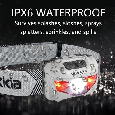 Vekkia Ultra Bright LED Headlamp-5 Lighting Modes,White & Red LEDs Head Lamp, Camping Accessories Gear. IPX6 Waterproof Headlight for Running,Cycling,Fishing,Hiking,Repairing. Batteries Included in Kuwait