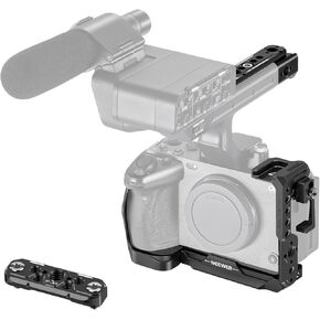 NEEWER FX3 FX30 Half Cage for Sony FX3 FX30 Camera, Aluminum Video Rig with NATO Rail, 3/8" ARRI, 1/4" Threads, Cold Shoe, Arca Type Baseplate Compatible with DJI Gimbals Sony XLR Handle, CA046