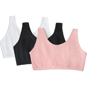 Fruit of the Loom Women's Built Up Tank Style Sports Bra 6 Pack, Red Hot/White/Black, 48