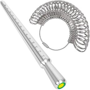 PHYHOO Ring Sizer Set Metal Ring Mandrel Steel Ring Gauge Kit Finger Size Measure Rings Sizing Measurement Jewelry Making Tool Jewelers Tools US 0-13