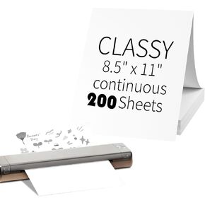 200 Sheets Thermal Printer Paper 8.5 x 11 Inch,Lasting 3 years,US Letter Size Thermal Paper, Compatible with M08F/A40 Thermal Portable Printer, Folded, Continuous Folding