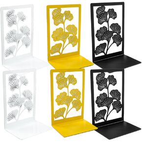 3 نهايات كتب معدنية على شكل أوراق الجنكة لمحبي الكتب - زوج من نهايات جلب الحظ لسطح المكتب والمنزل واللوازم المكتبية ورف الكتب (B212-أصفر ذهبي) in Kuwait