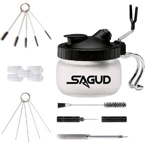 SAGUD Airbrush Cleaning Pot Strong Glass Jar Bottles Kit with Airbrush Holder Station in Saudi Arabia