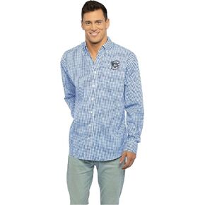 قميص رجالي Collegiate Easy-Care بأكمام طويلة من القماش القطني وأزرار سفلية، Illinois Illini، Navy، X-Large