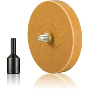 2-Pcs Decal Remover Eraser Wheel, Remove Car Decals, Vinyl & Stickers in Minutes, Adhesive Remover Slotted Remover Rubber Wheel for Drill, Emblem, Sticker Glue Remover for Auto Body, Metal