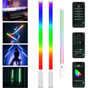 VILTROX RGB LED Video Light Wand, 22.4'' Handheld 360° RGB LED Photography Light with APP Control, 2500K-8500K Dimmable,CRI 97+,2200mAh Rechargeable Battery,36000 Colors, 26 Light Scenes, LCD Display