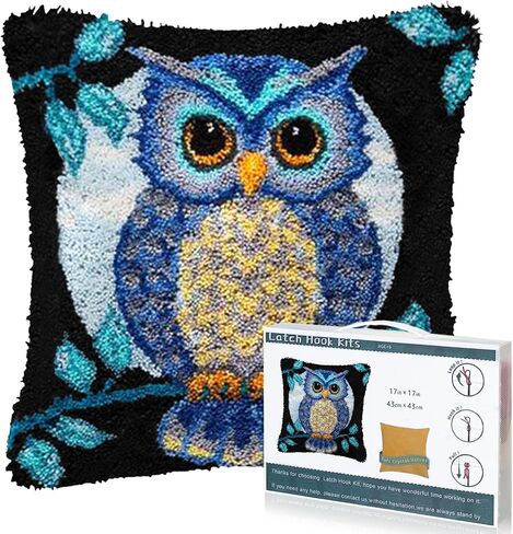 EsLuker.ly Latch Hook Rug Kits DIY Crochet Carpet Cats Patterns Pre-Printed Canvas Yarn Rug Embroidery Crafting Arts for Adults Kids Beginners in Kuwait