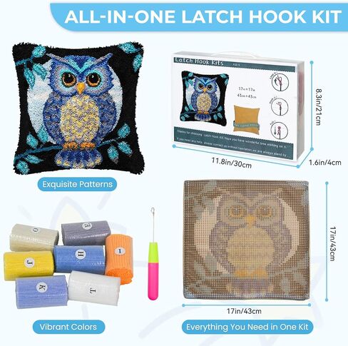 EsLuker.ly Latch Hook Rug Kits DIY Crochet Carpet Cats Patterns Pre-Printed Canvas Yarn Rug Embroidery Crafting Arts for Adults Kids Beginners in Kuwait