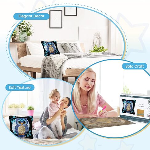 EsLuker.ly Latch Hook Rug Kits DIY Crochet Carpet Cats Patterns Pre-Printed Canvas Yarn Rug Embroidery Crafting Arts for Adults Kids Beginners in Kuwait