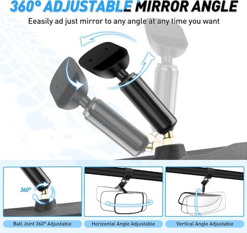 Nilight UTV Side Mirrors Offroad Rear View Mirrors Aluminum Universal Fits 1.75-2inch Roll Bar Clamp Polaris Ranger RZR Pioneer Can-Am Commander Kawasaki Yamaha Cfmoto, 2 Years Warranty in Saudi Arabia