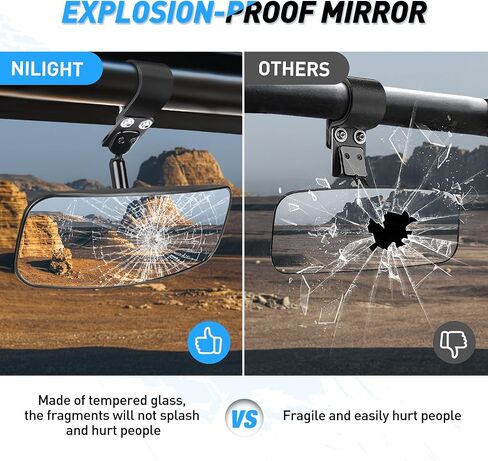 Nilight UTV Side Mirrors Offroad Rear View Mirrors Aluminum Universal Fits 1.75-2inch Roll Bar Clamp Polaris Ranger RZR Pioneer Can-Am Commander Kawasaki Yamaha Cfmoto, 2 Years Warranty in Saudi Arabia