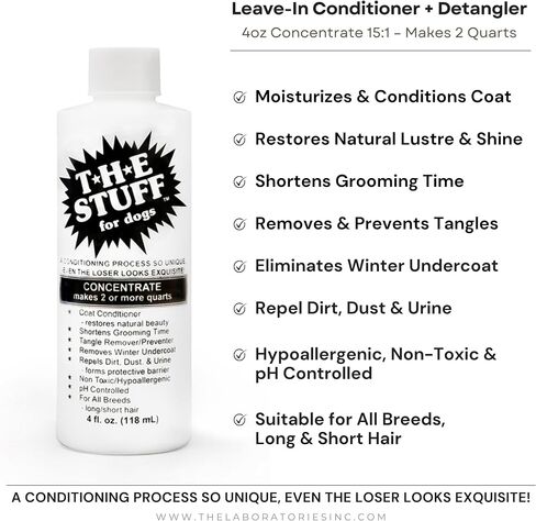The Stuff Leave-In Dog Conditioner and Detangler Spray | 16oz Ready to Use | Perfect Solution for Managing Matted Dog Hair | Top Rated Dog Detangling and Dematting Spray in Saudi Arabia