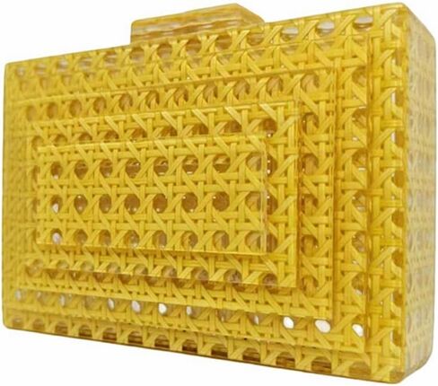 Women Acrylic Rattan Clutch Purse Rattan Woven Evening Bag Wedding Party Purse Summer Beach Wicker Shoulder Handbag in Saudi Arabia