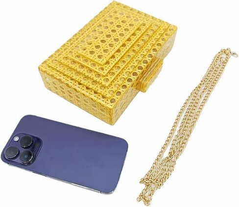 Women Acrylic Rattan Clutch Purse Rattan Woven Evening Bag Wedding Party Purse Summer Beach Wicker Shoulder Handbag in Saudi Arabia