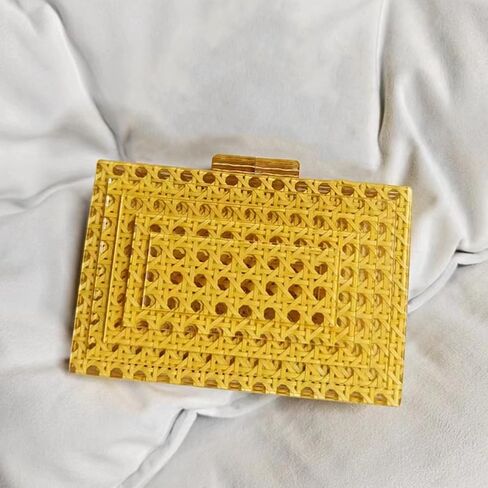 Women Acrylic Rattan Clutch Purse Rattan Woven Evening Bag Wedding Party Purse Summer Beach Wicker Shoulder Handbag in Saudi Arabia