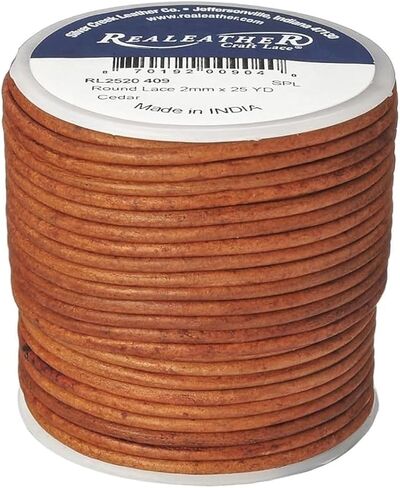 Realeather Crafts Round Leather Lace, 2mm and 25-Yard Spool, Black in Kuwait