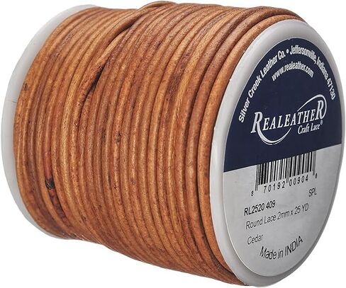 Realeather Crafts Round Leather Lace, 2mm and 25-Yard Spool, Black in Kuwait
