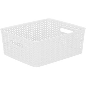 Simplify 25173-Dusty-3Pk Herringbone Storage Basket, Small, Dusty Blue, 3 Count