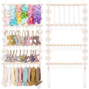 POVETIRE Headband Holder,LED String Light Fake Vines Hair Bows Organizer for Girls,Baby Headband Hair Accessories Storage Organizer, Wall Hanging Decor for Nursery Toddler Girls Room
