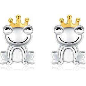 TANGPOET Cartoon Frog Earrings for Women Sterling Silver Frog Stud Earrings Jewelry Gifts for Mother's Day Christmas Valentines Birthday