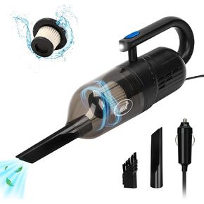 Turtle Wax Auto Car Vacuum with LED Light, DC Car Power Plug (12Volt) 9 Ft Power Cord, Interchangeable Nozzles, 50W-55W, 2000PA - Car Accessories, Interior Detailing (Blue)