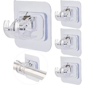 8Pcs Curtain Rods No Drilling No Drill Curtain Rod Brackets Self Adhesive Curtain Rod Holder Hooks Nail Free Adjustable Drapery Towel Holder Fixing Hook Hangers for Home Bathroom Kitchen and Hotel Use