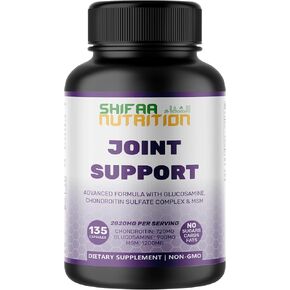 SHIFAA NUTRITION Halal Joint Support Supplement w/Glucosamine Chondroitin MSM | 2820mg 30 Servings | Non-GMO