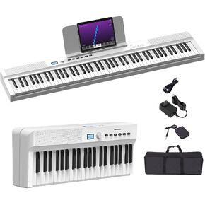 Upgraded Folding Piano Keyboard, 88 Key Full Size Semi-Weighted Keyboard Support MIDI and Bluetooth, Portable Foldable Keyboard Piano with Sustain Pedal and Piano Bag, Best Gift for Beginner in Kuwait