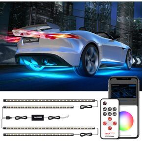 Torchbeam RGB Interior Car Lights, 16 Million Colors Car LED Lights, APP and Remote Control, Exclusive Speed Mode, 2-Lines Design and Easy to Install for Car Truck SUV