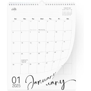 Modern Vertical Wall Calendar 2025-18 Month Calendar January 2025 to June 2026, 11x13.5 Inches Cursive Font Design with Spiral Twin-Wire Binding