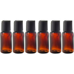 JUVITUS Amber 1 oz Boston Round PET Bottles (BPA Free) with Black Disc Cap (24 Pack)