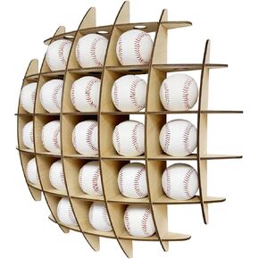 Baseball Display Case Wall Cabinet, Baseball Memorabilia Display Shelf, Baseball Holder for Balls, Display Case for Collection Autographed Baseball (Wooden)