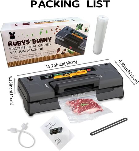 ماكينة سد الفراغات من روبيز باني، ماكينة سد الفراغات الغذائية مع خيارات تلقائية ويدوية، أوضاع جافة/رطبة، قطاعة مدمجة وتخزين الحقائب، تتضمن كيسين رول وخرطوم شفط الهواء ووسائد إغلاق احتياطية in Kuwait